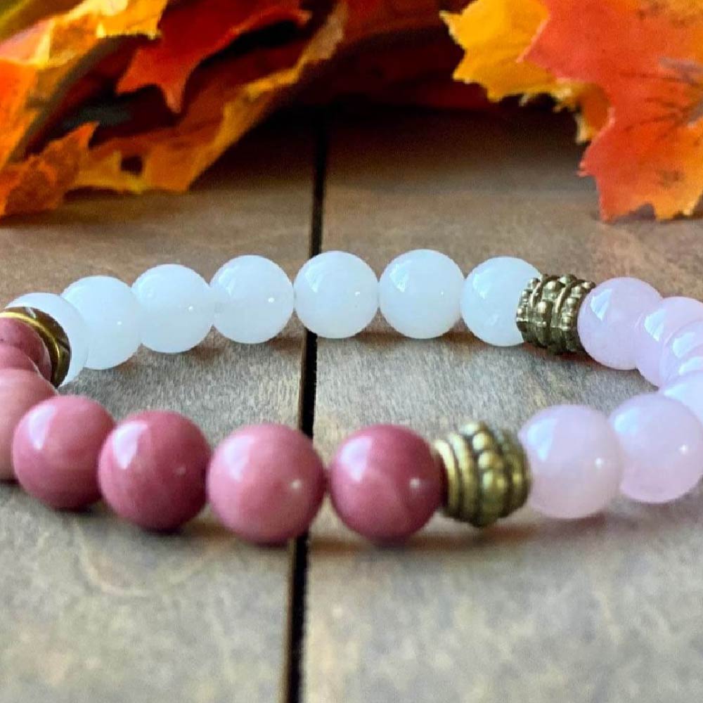 Natural Rose Quartz factory Bracelet-Grounding Gemstone Healing Stone Anxiety Bracelet