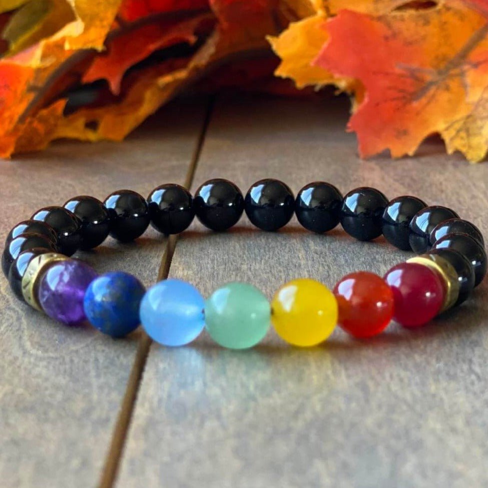 Chakra Bracelet, 7 Chakra Healing Bracelet Black Onyx - UNLOCK YOUR CHAKRA