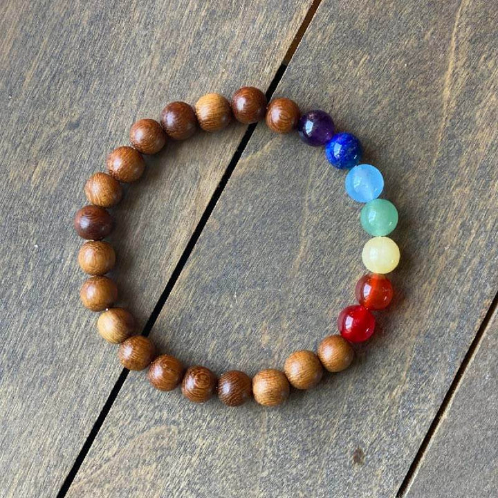 Chakra Bracelet, 7 Chakra Stone Bracelet Robles Wood - Unlock Your Chakra