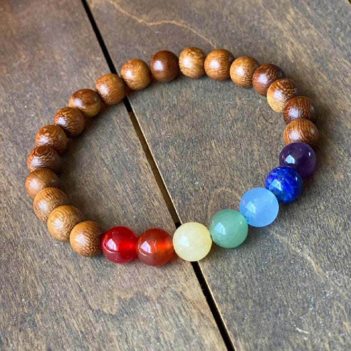 Chakra Bracelet, 7 Chakra Stone Bracelet Robles Wood - Unlock Your Chakra