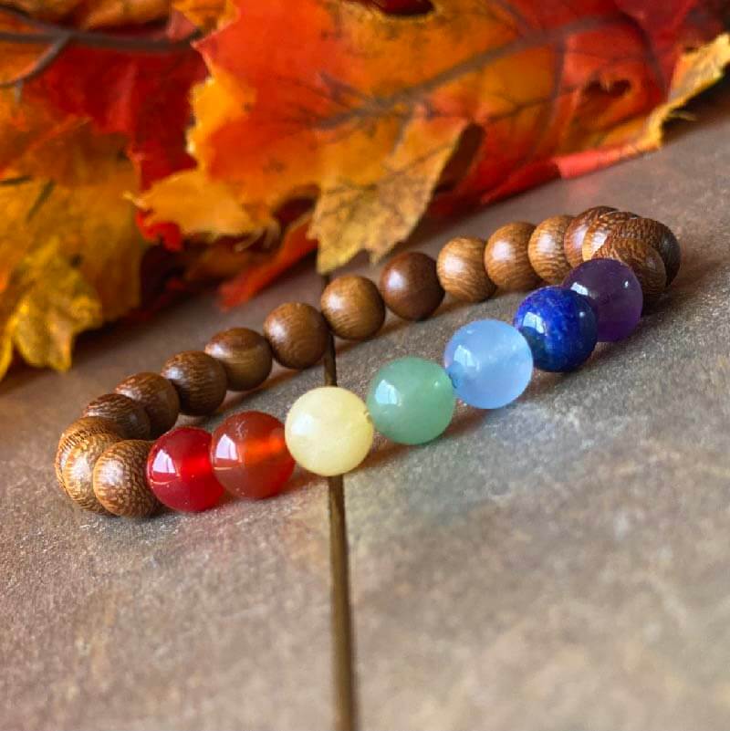 Chakra Bracelet, 7 Chakra Stone Bracelet Robles Wood - Unlock Your Chakra